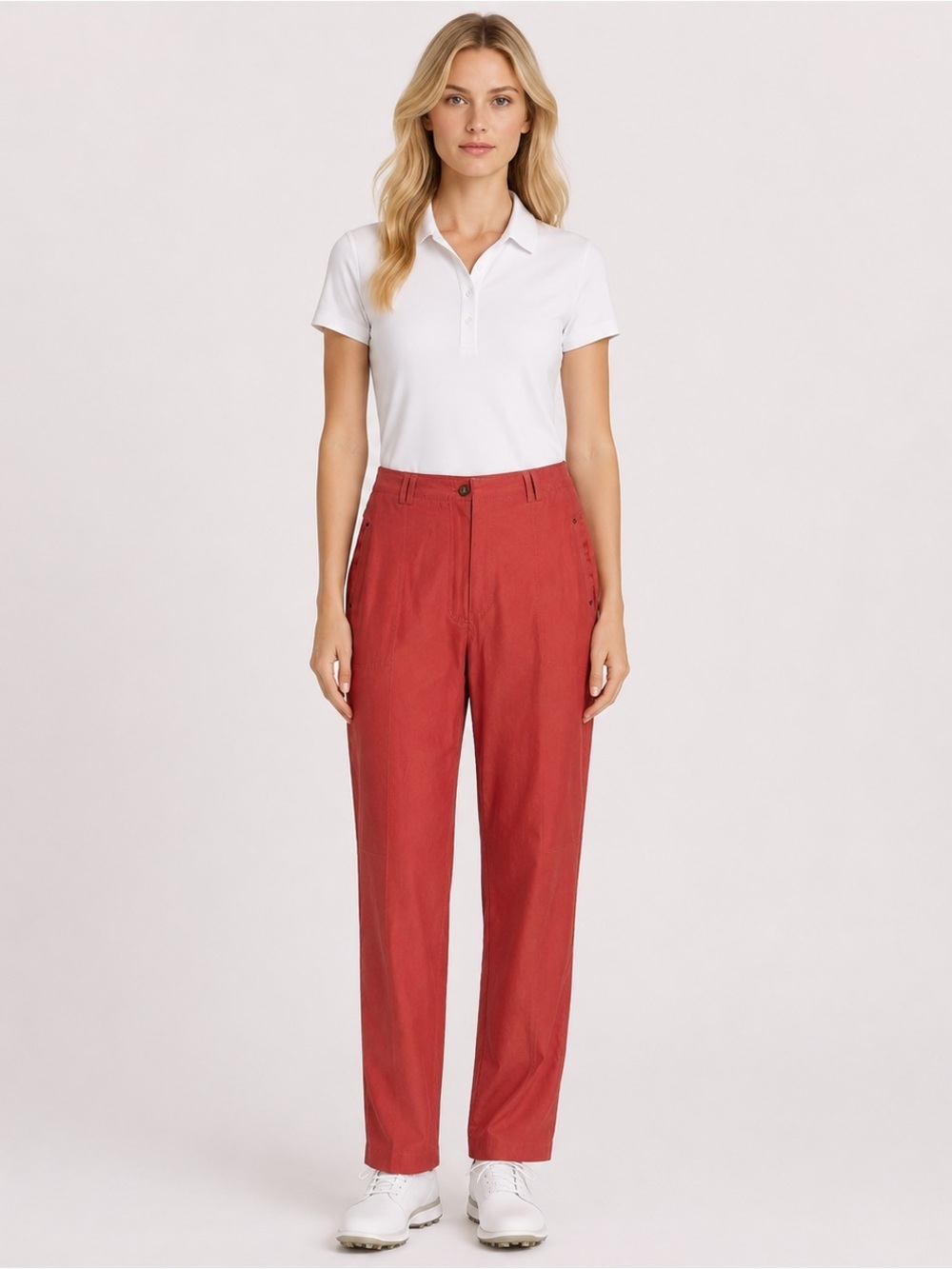 JAMIE SADOCK Women’s Coral Orange Golf Pants Sz 8 Suede Feel Casual Career